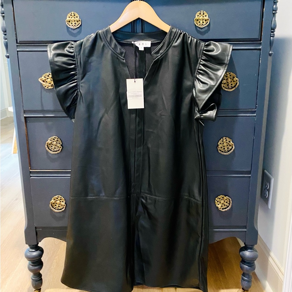 THML Black Mini Leather Dress